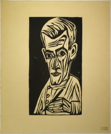 木版 Scherer - Porträt Hans R. Schiess