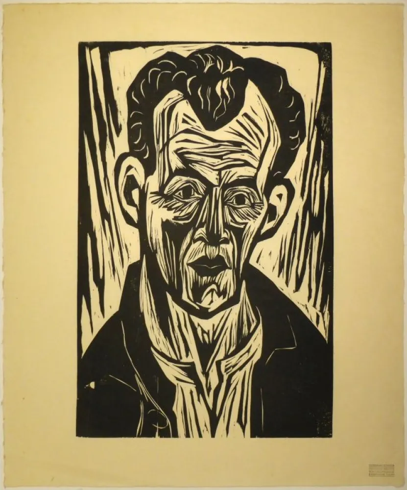 木版 Scherer - Porträt Paul Camenisch