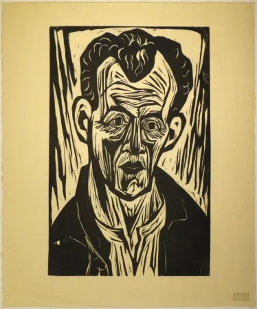 木版 Scherer - Porträt Paul Camenisch