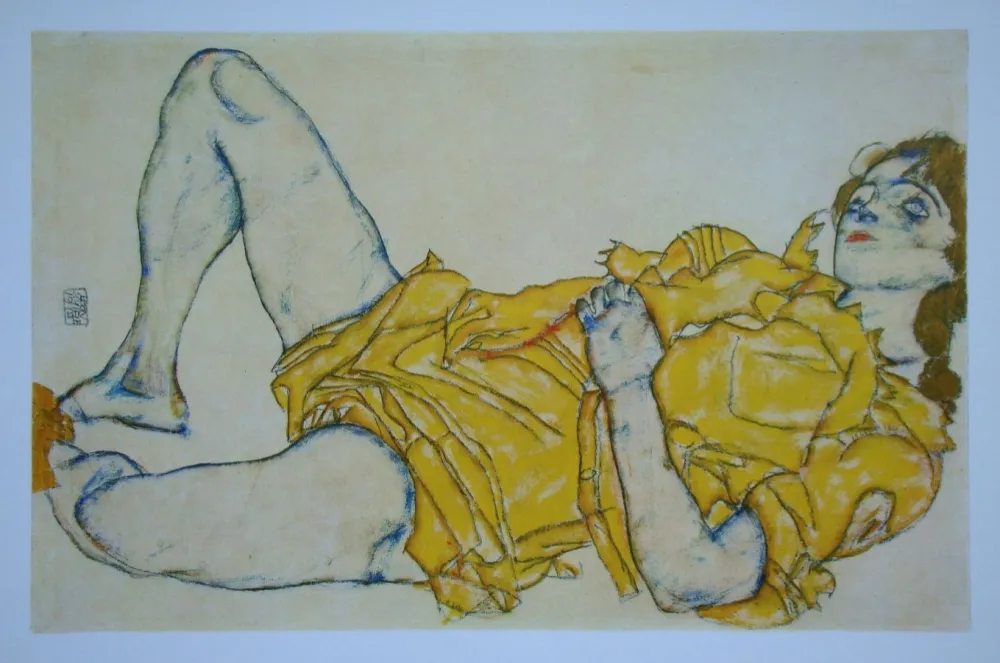 オフセット Schiele (After) - Mädchen im gelben Kleid