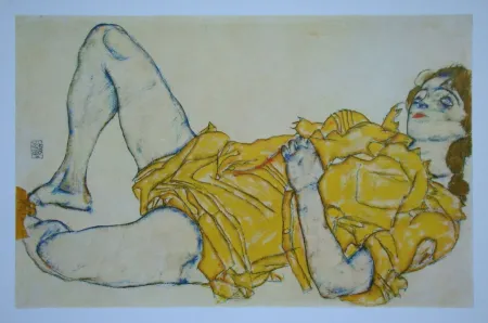 オフセット Schiele (After) - Mädchen im gelben Kleid