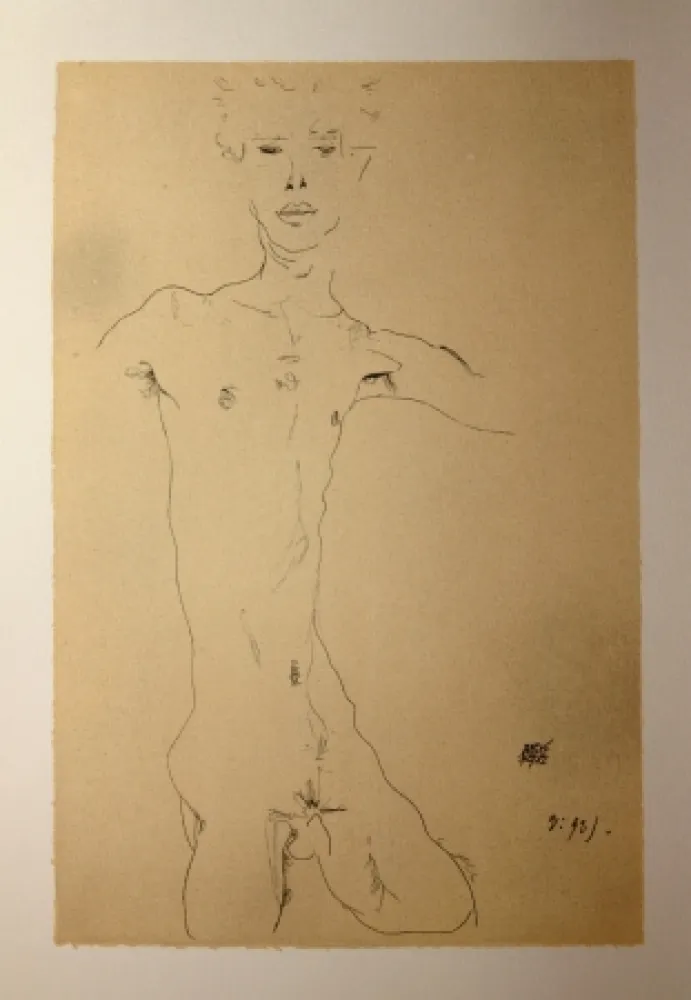 リトグラフ Schiele - AUTOPORTRAIT / SELF-PORTRAIT - Lithographie / Lithograph - 1912