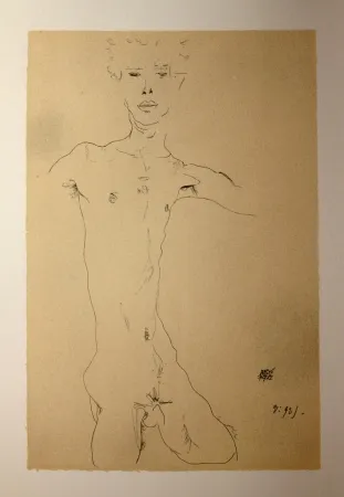 リトグラフ Schiele - AUTOPORTRAIT / SELF-PORTRAIT - Lithographie / Lithograph - 1912