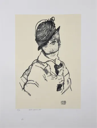 リトグラフ Schiele - EDITH SCHIELE, 1915