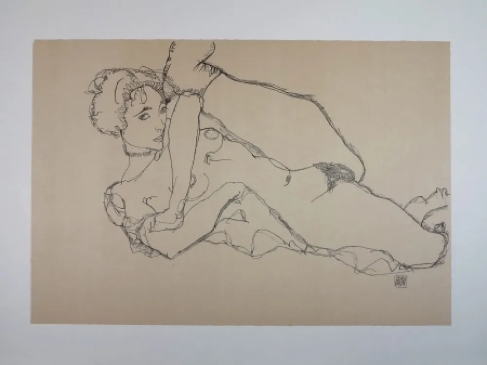 リトグラフ Schiele - LA DANSEUSE NUE / THE NUDE DANCER - 1914 
