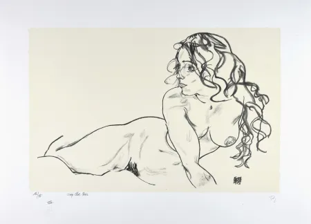 リトグラフ Schiele - La fille aux cheveux longs, 1918 | The girl with long hair, 1918