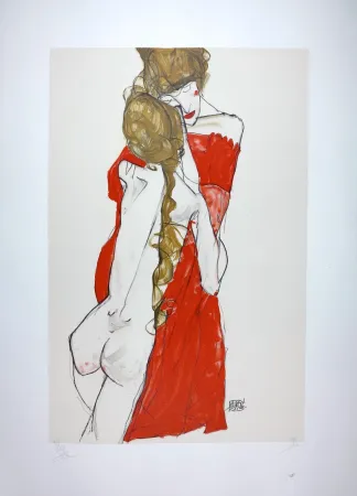リトグラフ Schiele - La Mère & la fille / Mother and Daughter - 1913