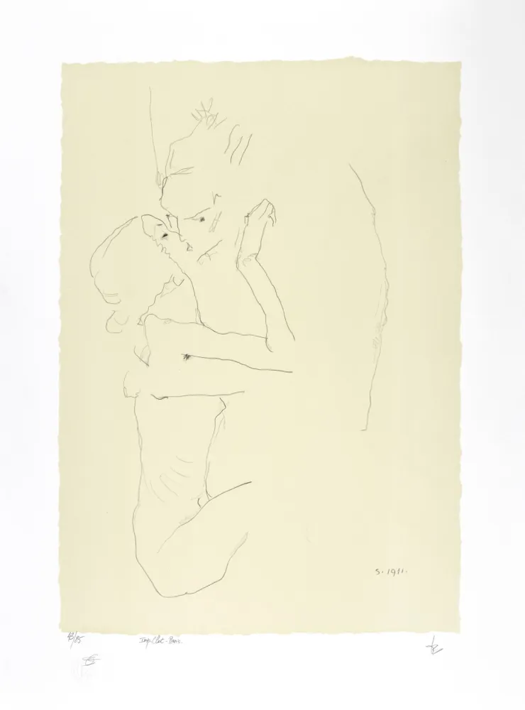 リトグラフ Schiele - Le baiser, 1911 | The kiss, 1911