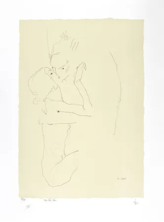 リトグラフ Schiele - Le baiser, 1911 | The kiss, 1911