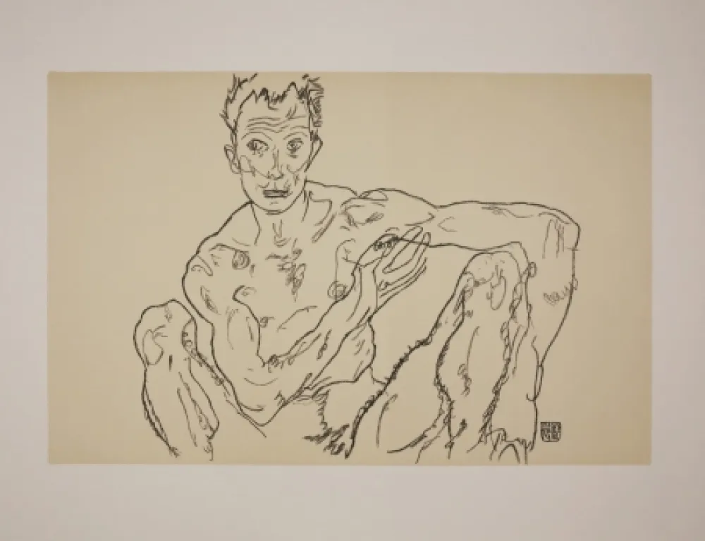 リトグラフ Schiele - LE DERNIER AUTOPORTRAIT / THE LAST SELF-PORTRAIT - 1918