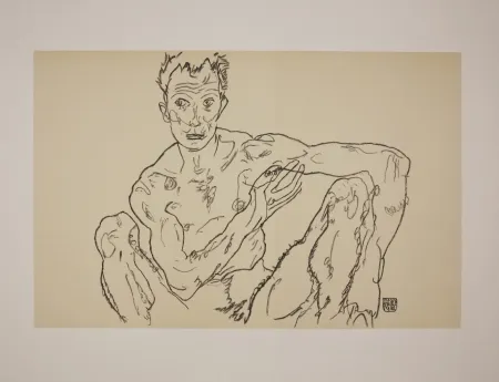 リトグラフ Schiele - LE DERNIER AUTOPORTRAIT / THE LAST SELF-PORTRAIT - 1918