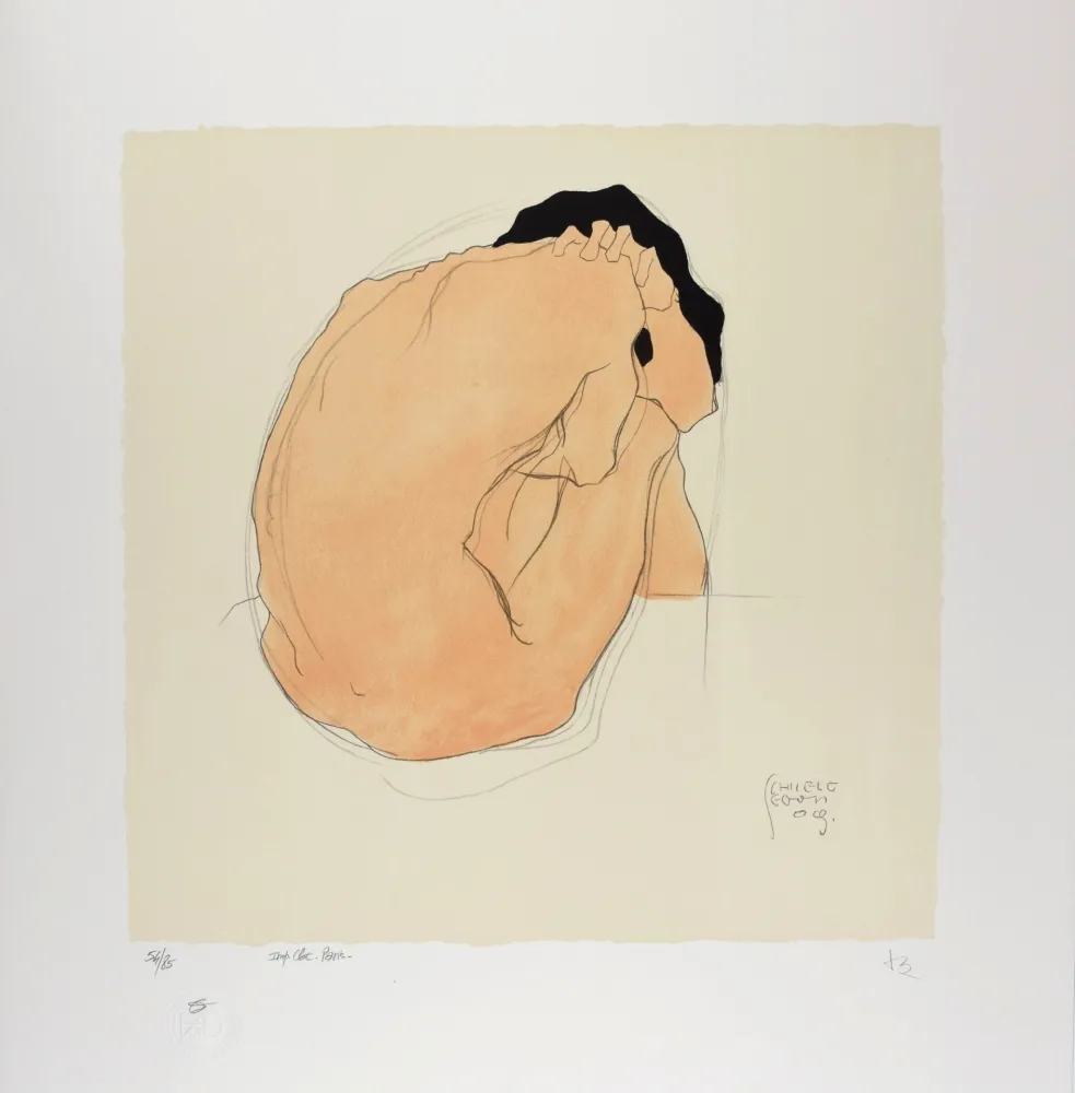 リトグラフ Schiele - L'Homme aux cheveux noirs, 1909 | Black-Haired Man, 1909