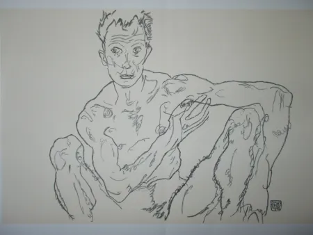 リトグラフ Schiele - Male nude