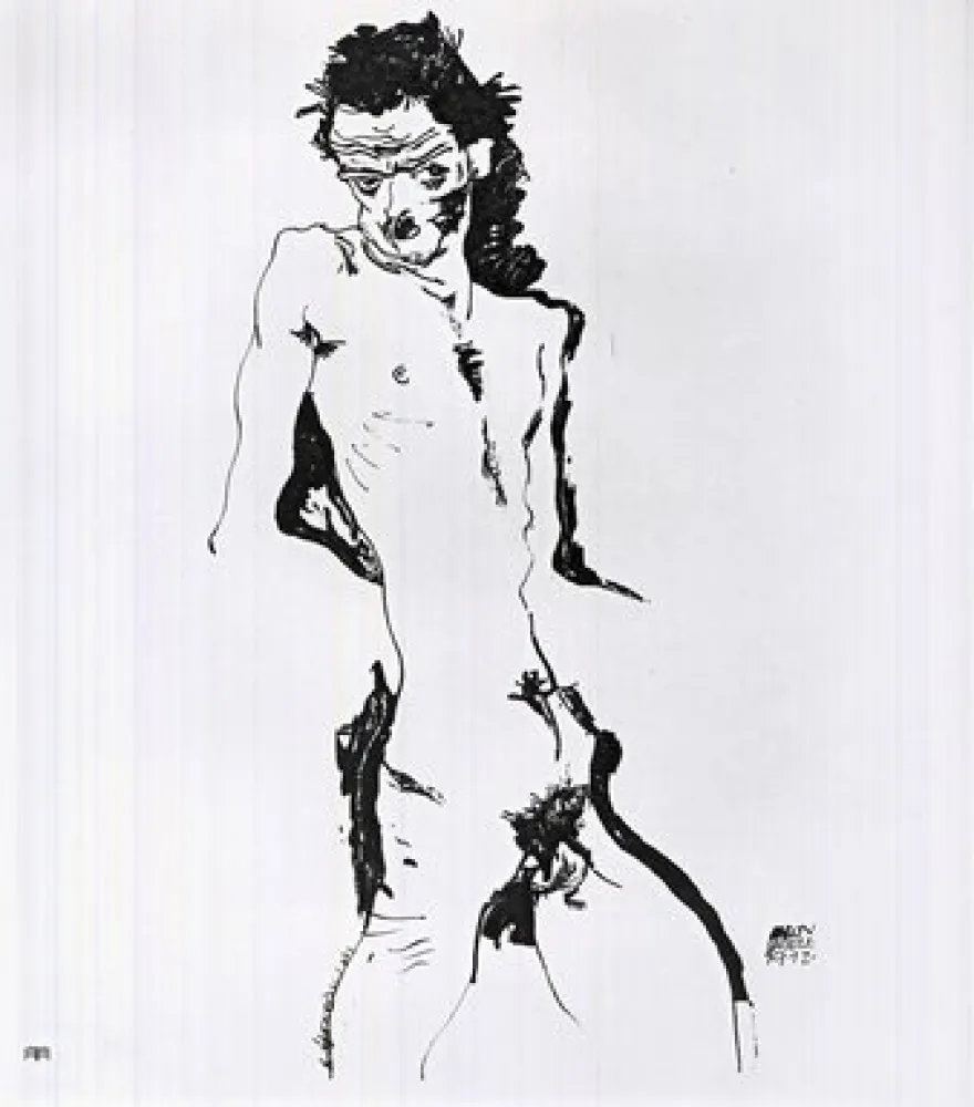 リトグラフ Schiele - Männlicher Akt