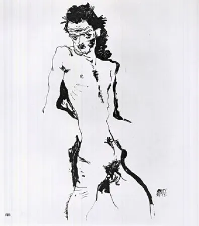 リトグラフ Schiele - Männlicher Akt