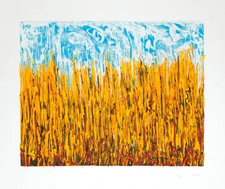 シルクスクリーン Schifano - Campo di pane