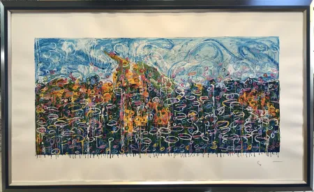 シルクスクリーン Schifano - Particolare del giardino