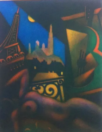 メゾチント彫法 Schkolnyk - Les toits de Paris