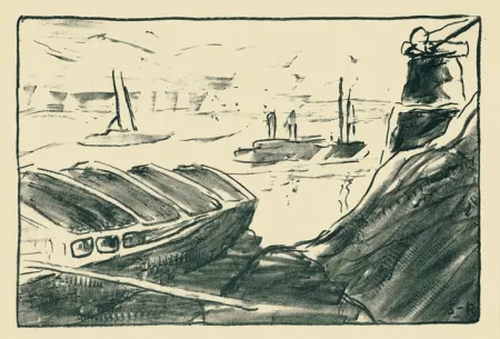 リトグラフ Schmidt-Rottluff - Elbhafen