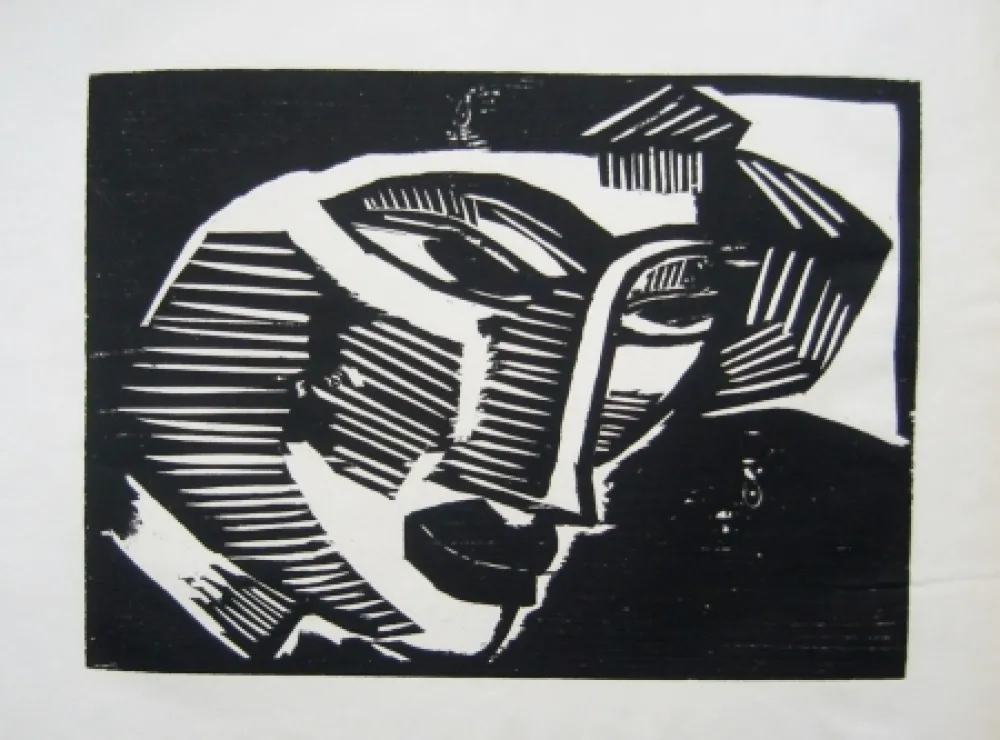 木版 Schmidt-Rottluff - Frauenkopf (Woman's Head)