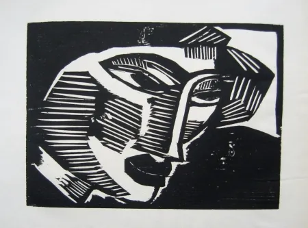 木版 Schmidt-Rottluff - Frauenkopf (Woman's Head)