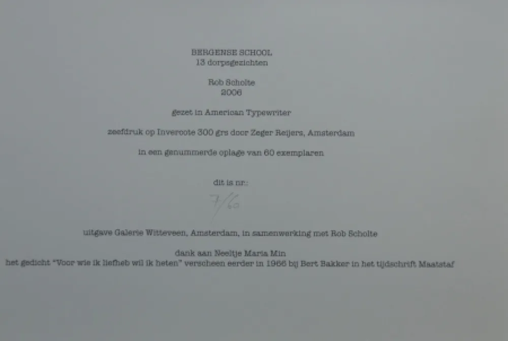 シルクスクリーン Scholte - Bergen, 13 dorpsgezichten, gafiekmap