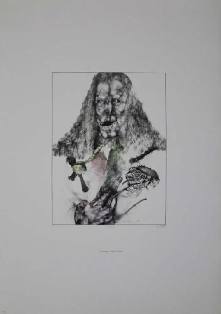 リトグラフ Schwarz - Er ist tot (Hommage à Albrecht Dürer)