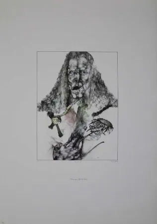 リトグラフ Schwarz - Er ist tot (Hommage à Albrecht Dürer)