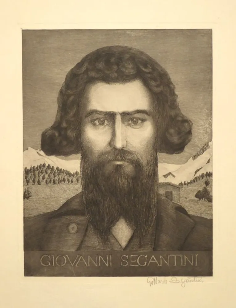 彫版 Segantini - Portrait Giovanni Segantini