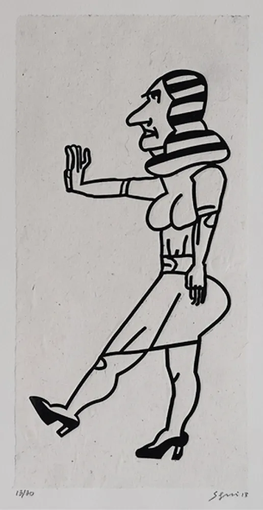 エッチング Segui - Dame debout