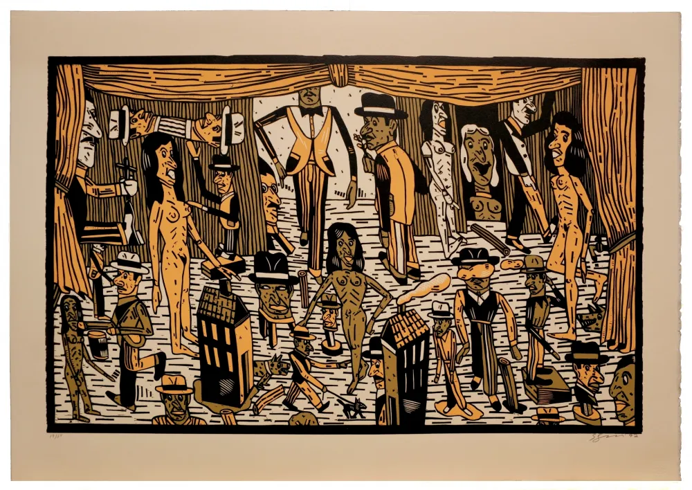 リノリウム彫版 Segui - Théatre de la ville II