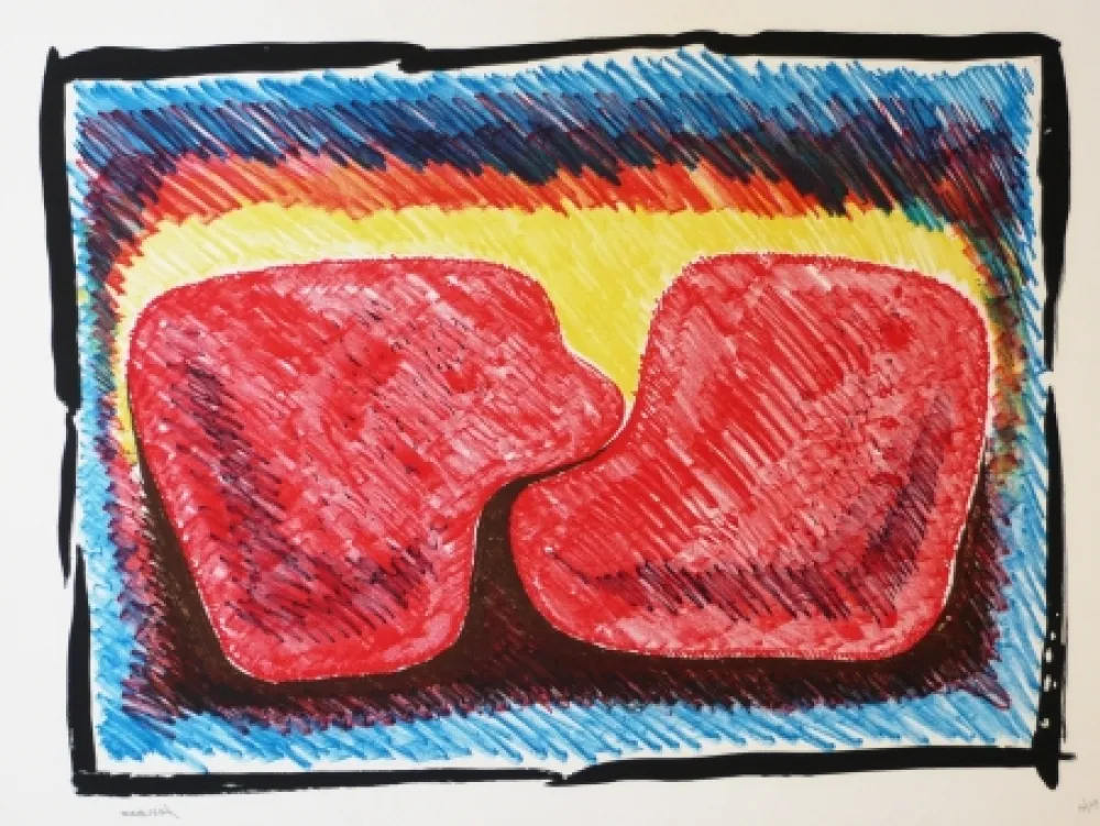 リトグラフ Serrano - Unidad en rojo