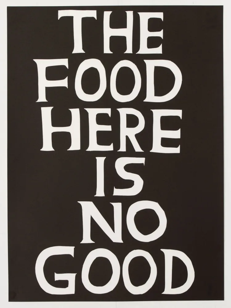 リノリウム彫版 Shrigley - The food here is no good