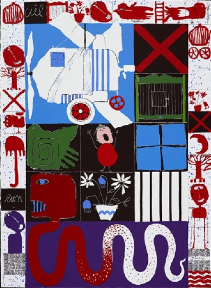 シルクスクリーン Silvain - L'oiseau cage