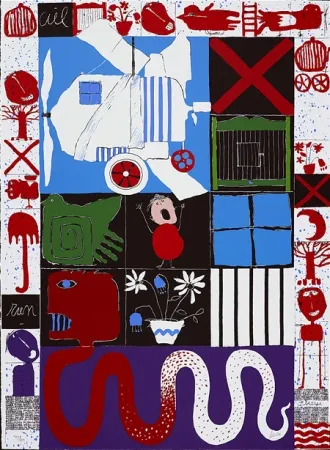 シルクスクリーン Silvain - L'oiseau cage