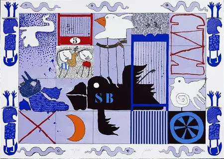 シルクスクリーン Silvain - L'oiseau noir