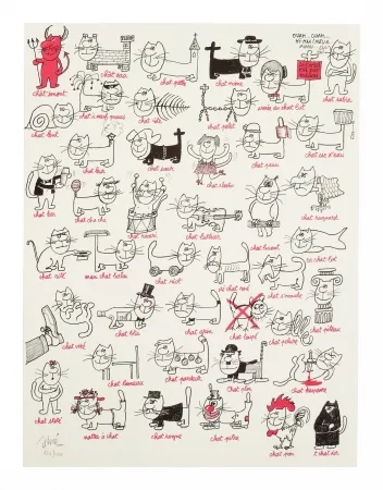 リトグラフ Siné - Les chats