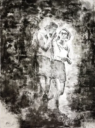 リトグラフ Siversten - L'existant-Deux figures sortant