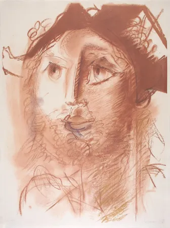 リトグラフ Somville - Tête d'Arlequin - SEPIA