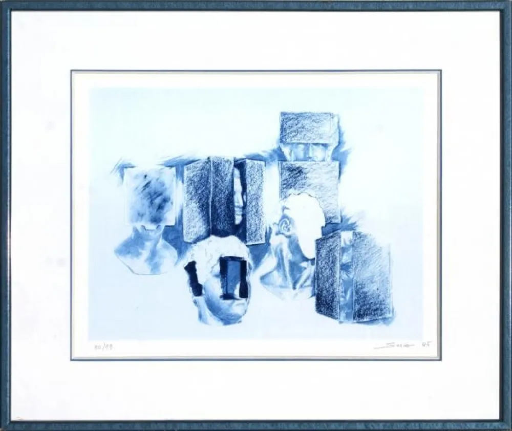 リトグラフ Sosno - Etude tete au carré