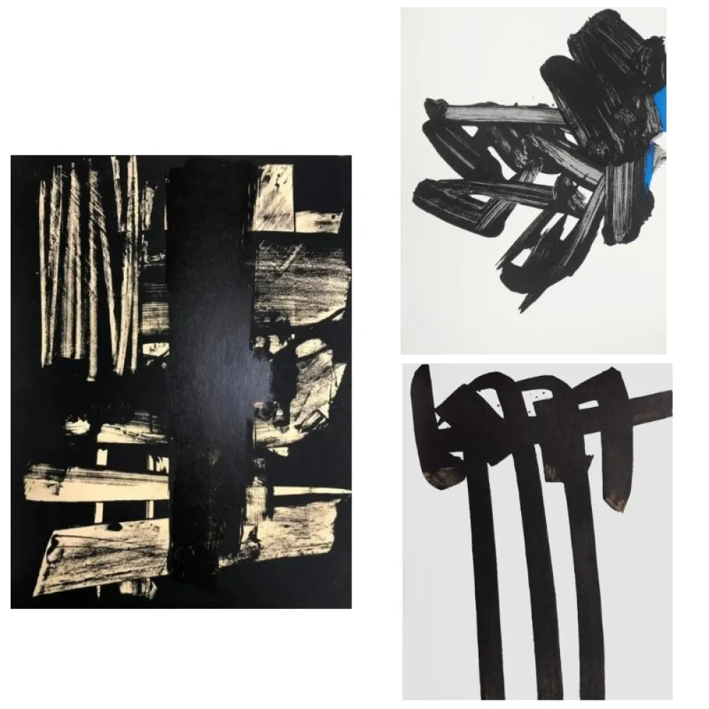 リトグラフ Soulages - 3 Lithographs