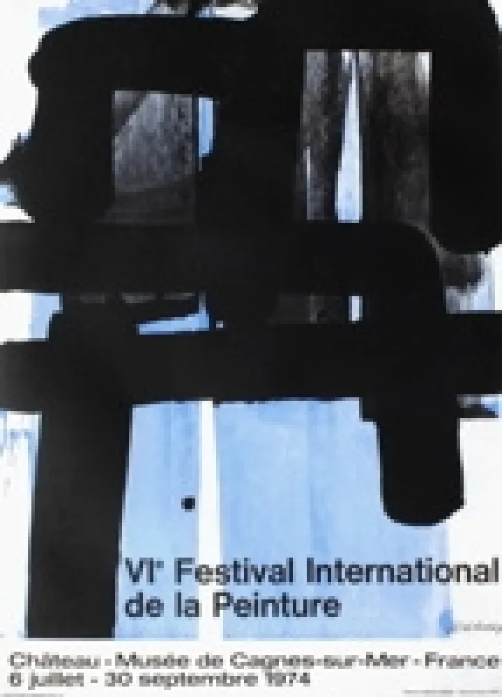 シルクスクリーン Soulages - Affiche lithographie exposition cagnes/mer