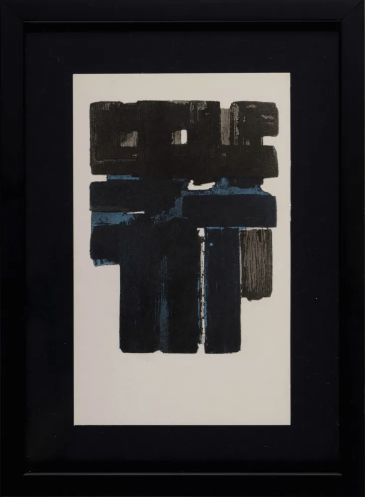 ステンシル Soulages (After) - Gouaches et gravures (B), 1957 - Framed!