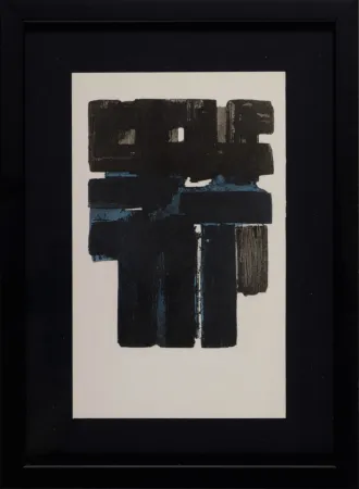 ステンシル Soulages (After) - Gouaches et gravures (B), 1957 - Framed!