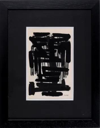 ステンシル Soulages (After) - Gouaches et gravures (C), 1957 - Framed!