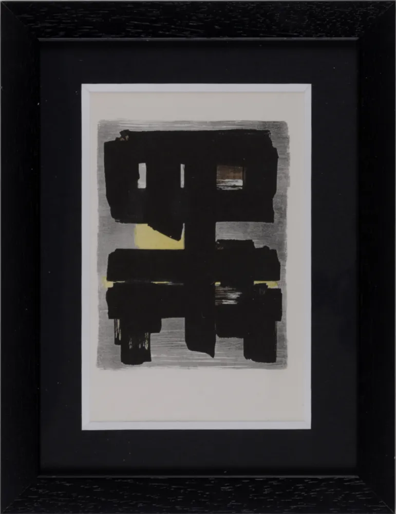 ステンシル Soulages (After) - Gouaches et gravures (E), 1957 - Framed!