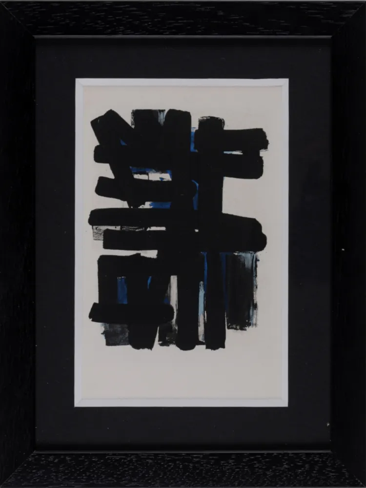 ステンシル Soulages (After) - Gouaches et gravures (F), 1957 - Framed!