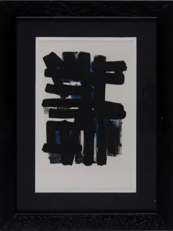 ステンシル Soulages (After) - Gouaches et gravures (F), 1957 - Framed!