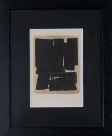 ステンシル Soulages (After) - Gouaches et gravures (H), 1957 - Framed!