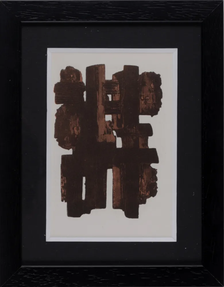 ステンシル Soulages (After) - Gouaches et gravures (J), 1957 - Framed!